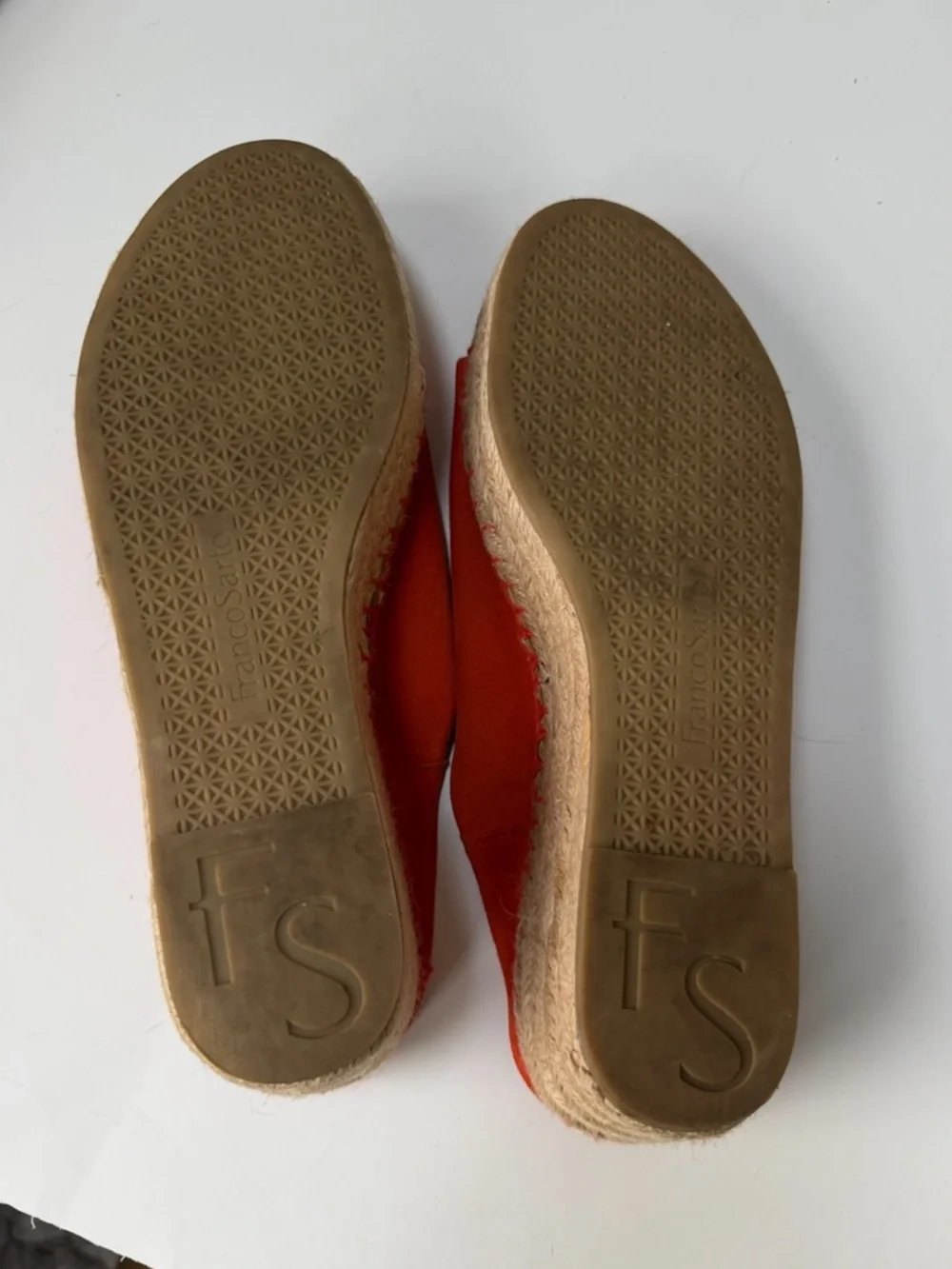 Franco Sarto L-Pine Orange Suede Open-Toe Espadrille Wedge Slip On Sandals Beach